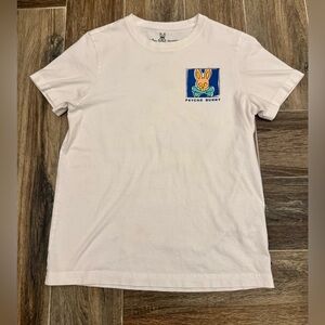 Psycho Bunny White Tee with Colorful Bunny Skull  Patch Print